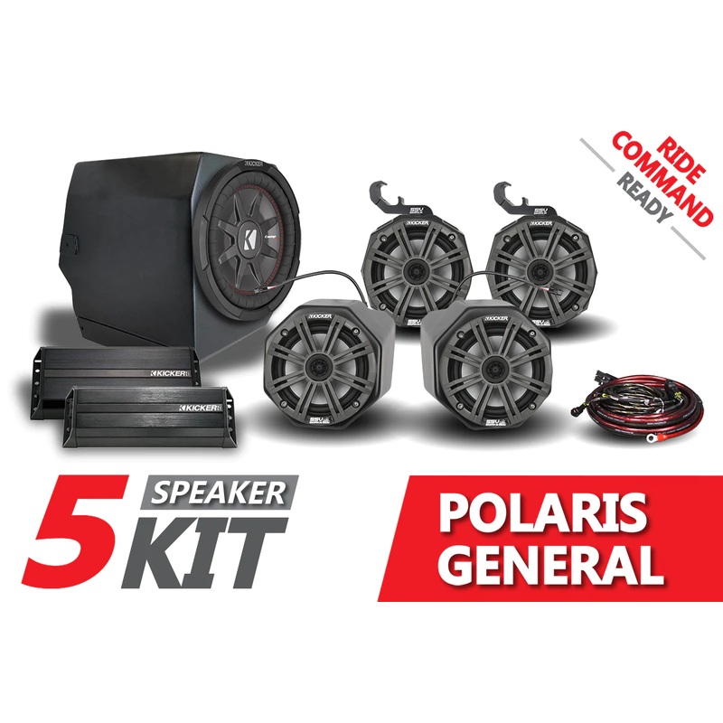 SSV Works Kicker 5-Speaker Plug-&-Play System for Ride Command – 2016-2020 Polaris General