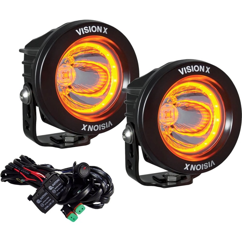 Vision X 3.7 Optimus Round 15 Amber Halo Light Kit