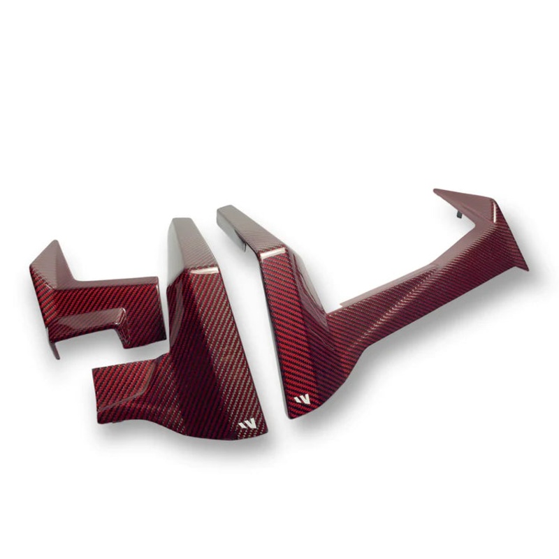 FourWerx 20+ Polaris RZR Pro XP / Pro R Red Weave Carbon Fiber 3pc Dash Trim Kit