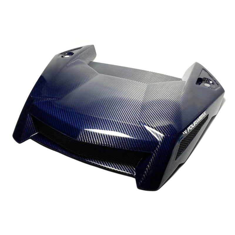 FourWerx 18+ Polaris RZR Carbon Fiber Hood – Blue Weave
