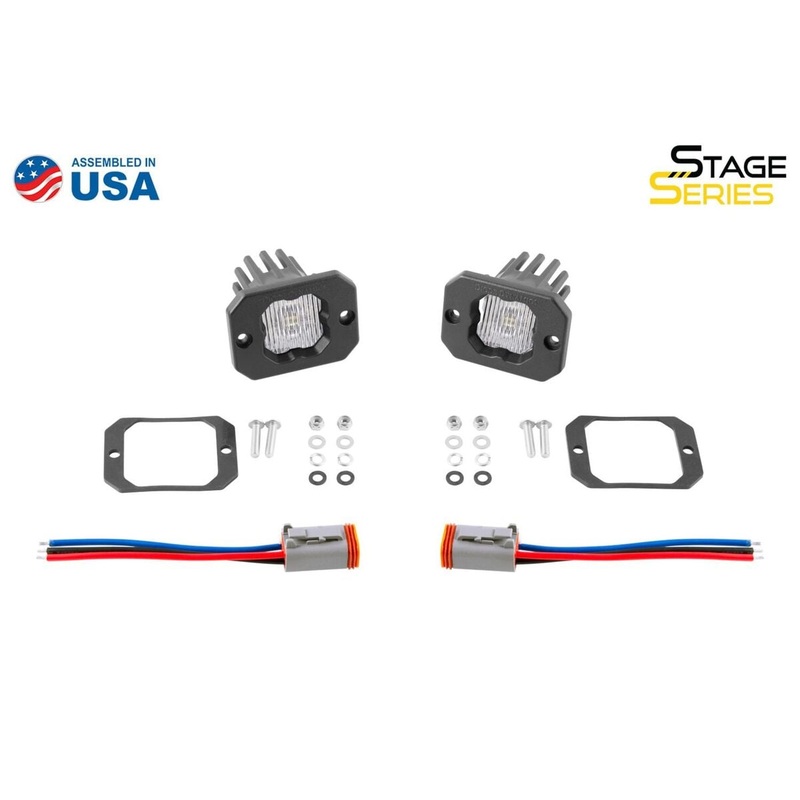 Diode Dynamics Stage Series C1 White SAE Fog Flush Mount LED Pod – Pair
