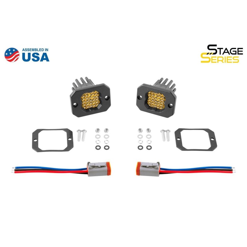 Diode Dynamics Stage Series C1 Yellow Pro Flush Mount LED Pod – Pair