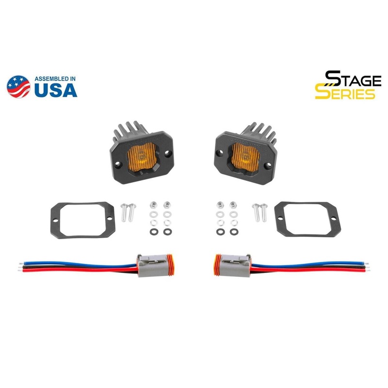 Diode Dynamics Stage Series C1 Yellow SAE Fog Flush Mount LED Pod – Pair