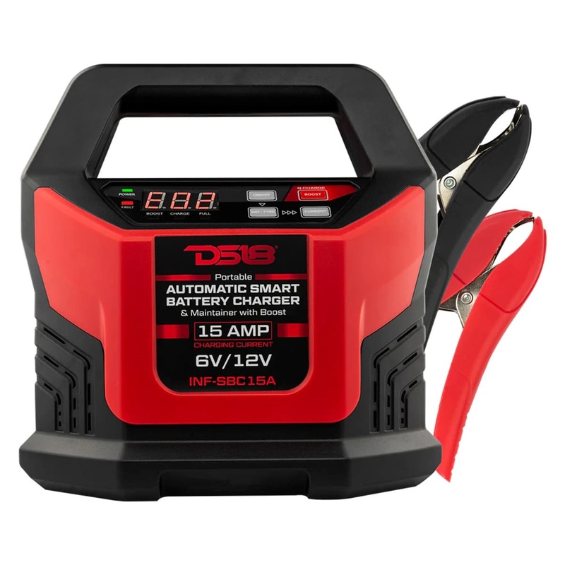 DS18 15 AMP Automatic Smart Lithium & AGM Battery Charger, Maintainer & Jump Booster