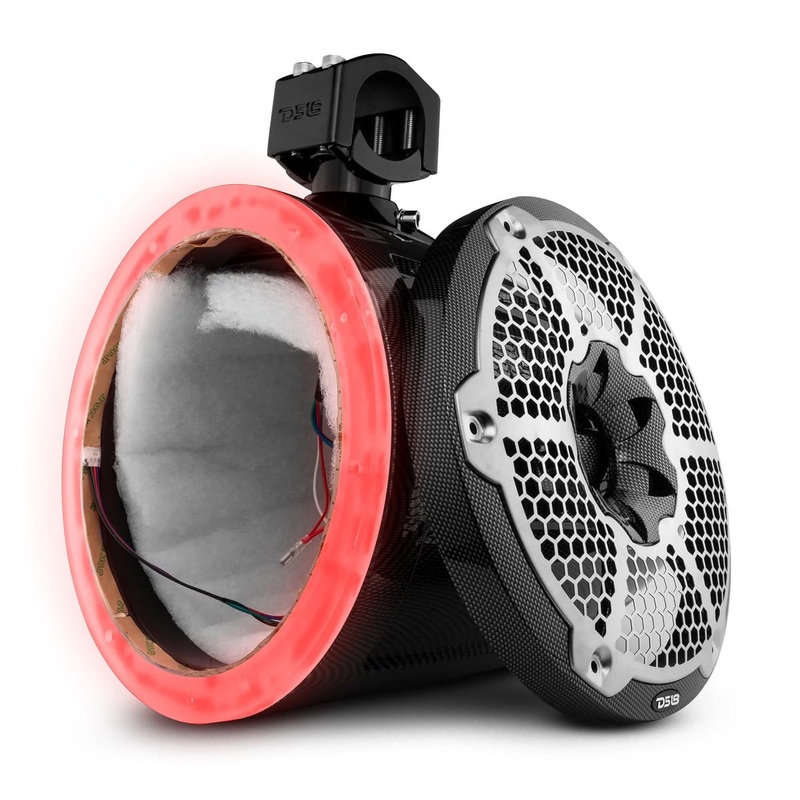 DS18 NXL 10 Marine and Powersports Empty Tower RGB LED Lights – Black Carbon Fiber