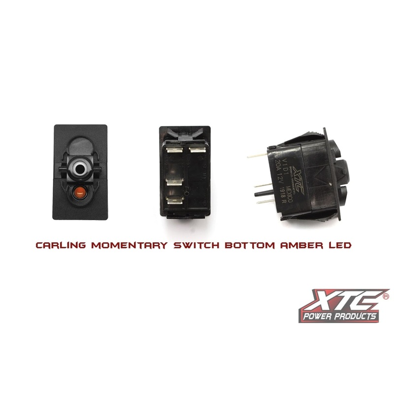 XTC (ON)-OFF SPST Momentary Carling Rocker Switch with Amber Bottom LED
